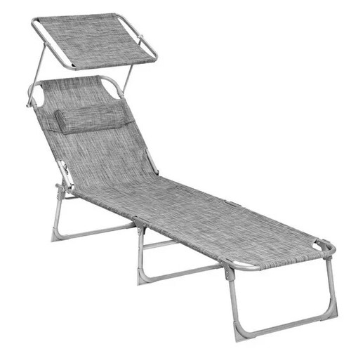 Chaise longue pliable - chaise, gris