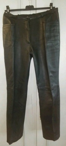 Pantalon cuir agneau noir - cuir,