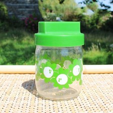 Vintage Henkel Glass Jar Green Flower Decor 450ml