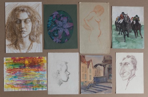 Lot dessins crayon - de, (crayon