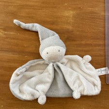 Doudou plat Poupée lutin blanc gris DIFRAX Bonnet