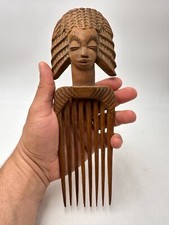 African Art, Ancient Anthropomorphic Finely Carved Wood Comb