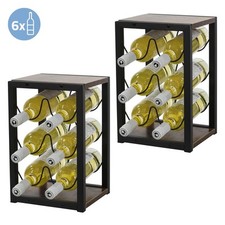 2x Casier à vin 6 bouteilles porte-verres de bar armoire à vin noir 24x21x37,5cm