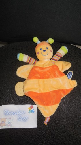 Doudou plat abeille jaune - abeille,