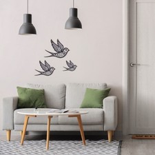 Set de 3 décorations murales oiseaux, en métal, de tailles différente, neufs
