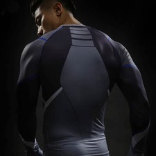 Avengers Age of Ultron Quicksilver Men Long Sleeves T-shirt Fitting Sport