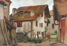 GCE15-DESSIN ORIGINAL-SIGNÉ-LUCIEN VÉRITÉ-St-PÉE SUR NIEVELLE- PAYS BASQUE