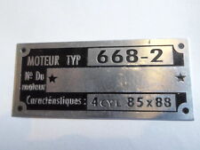 Nameplate Renault frigate Goelette ID plate plaque du constructeur Targa S5