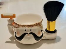 Antique Mustache Shaving Foam Pot Holding 1 Razor and Badger 