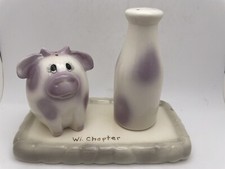 WI chapter salt & pepper purple cow & milk bottle shakers Z 58