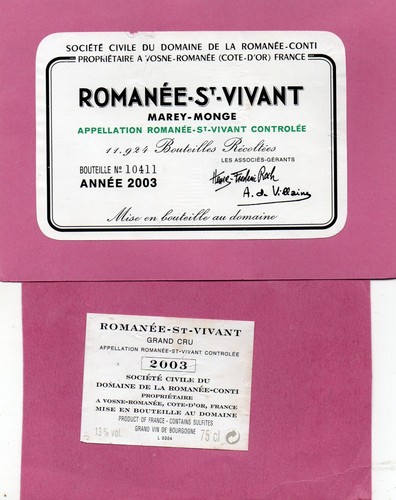Etiquette contre romanee - etiquette,