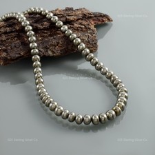 925 Sterling Silver Rondelle Natural Pyrite Wife Money Healing Beaded Necklace
