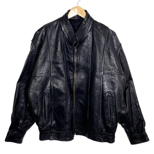Blouson cuir noir vintage - blouson, en