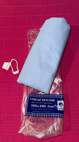 Drap housse pur coton bleu