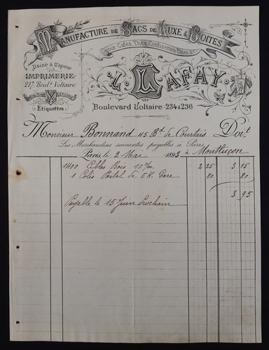 Facture paris 1893 - facture,