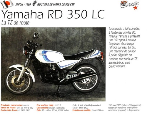 Fiche moto yamaha 350 - fiche, :