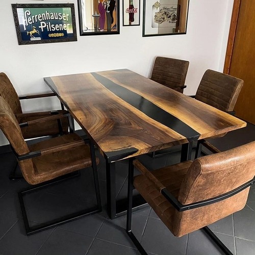 Table bois époxy noir - époxy,