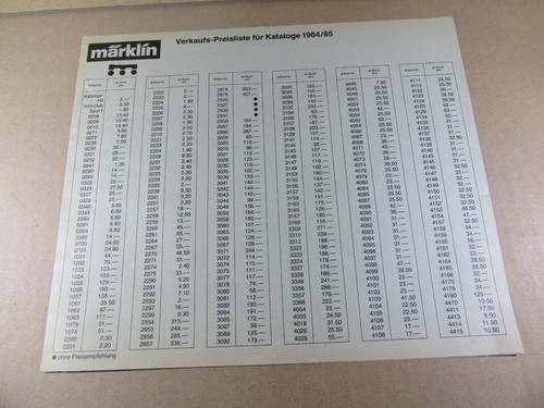 Märklin tarif catalogue - catalogue, ho