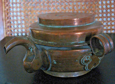 Lotus Pattern Hammered Copper Teapot Pourer - Tibetan 19th Century Tibet China Asia 3