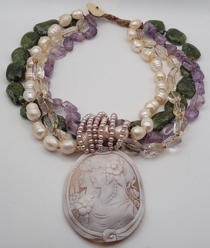 Collier cameo coquillage - collier,