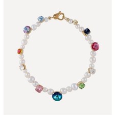 Joolz by Martha Calvo Revolve Natural 14Ct-Plated Diana Pearl Crystal Necklace