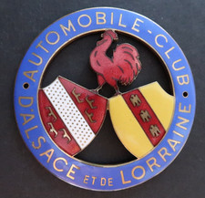 Automobile Club d'Alsace et de Lorraine Badge de Calandre émaillé Parfait Etat