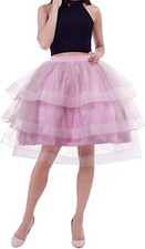 Women 3 Layer Cupcake Tutu Underskirt Midi Tulle Skirt for Princess Dance-Party