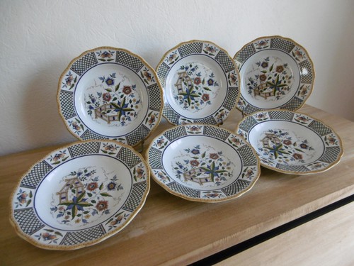 Six assiettes creuses - six, faience