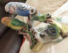 ROYAL ADDERLEY Double Budgerigar Porcelain 2 Parakeets