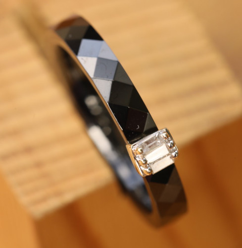 Bague céramique noire - bague,