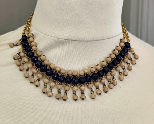Collier plastron perles - , bois