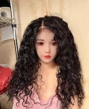 LUVME Curly Human Hair Wig with Full Kit Box HD Lace Cap Natural Black 