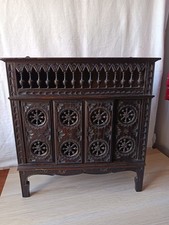 ​Charming Miniature Wooden Carved Doll Cabinet Breton Style France