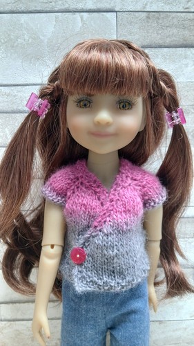 Gilet rose gris poupée - rose,