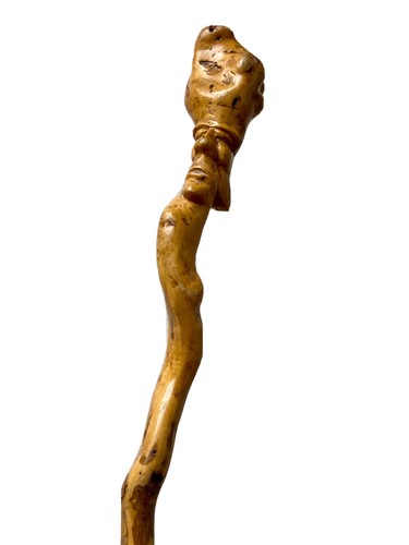 Canne bâton bois sculpté - canne,