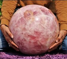 Grande boule de cristal personnalisée sphère quartz rose chakra pierre de gué...