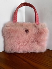 JOOMI JOOLZ Vintage 90s Y2K Faux Fur Fluffy Pink Handbag Small Purse Tote