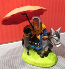 SANTON PROVENCAL old Aunt Adeline on her donkey signed P. FOUQUE 6 cm series