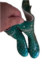 JILEON RAIN BOOTS Green WHITE BOTTE DE PLUIE size 8 US Eur 39