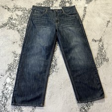 Avirex Jeans Womens Size 38 Blue Cotton Blend Baggy Y2k Embroidered Pocket