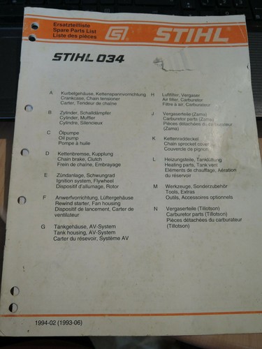 Tronçonneuse stihl 034 liste - stihl,