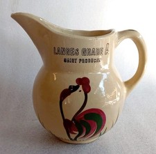 VINTAGE WATT POTTERY HAND PAINTED ADVERTISING PITCHER LANGES GRADE A DAIRY PROD.