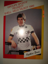 cycling card Frédéric BRUN PEUGEOT SHELL BICYCLE TALBOT 1986