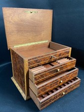 Napoleon III Style Walnut Bramble 3 Drawer 4 Compartment Cigar Box