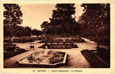 Old postcard AK Saigon Botanical Garden La Pergola Vietnam Indochina (1345041)