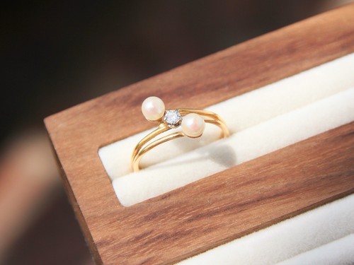 Antique 18k gold diamond pearl