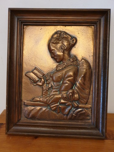 Copper painting signed - , ls