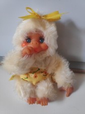 Vintage 16cm Yellow Blue Eyes Kiki Style Monkey Plush 