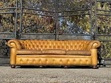 Vintage button Tufted Leather Chesterfield Sofa 