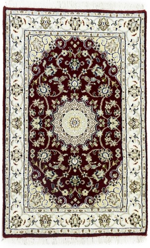 Small hand knotted red floral - red,